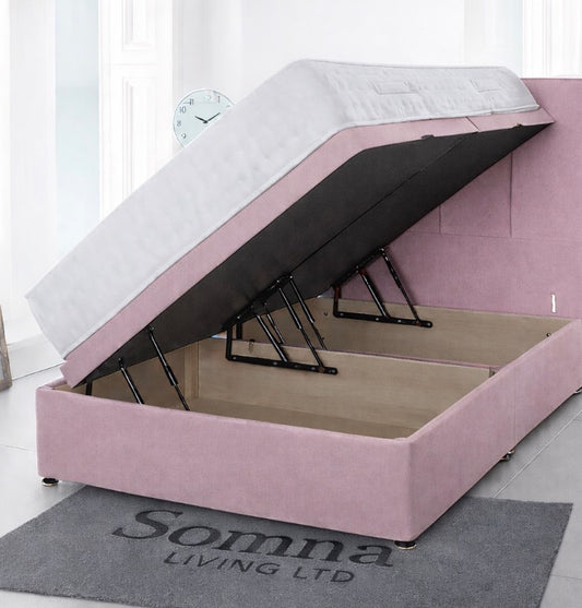 Quad Panel Ottoman Bed Plush Velvet