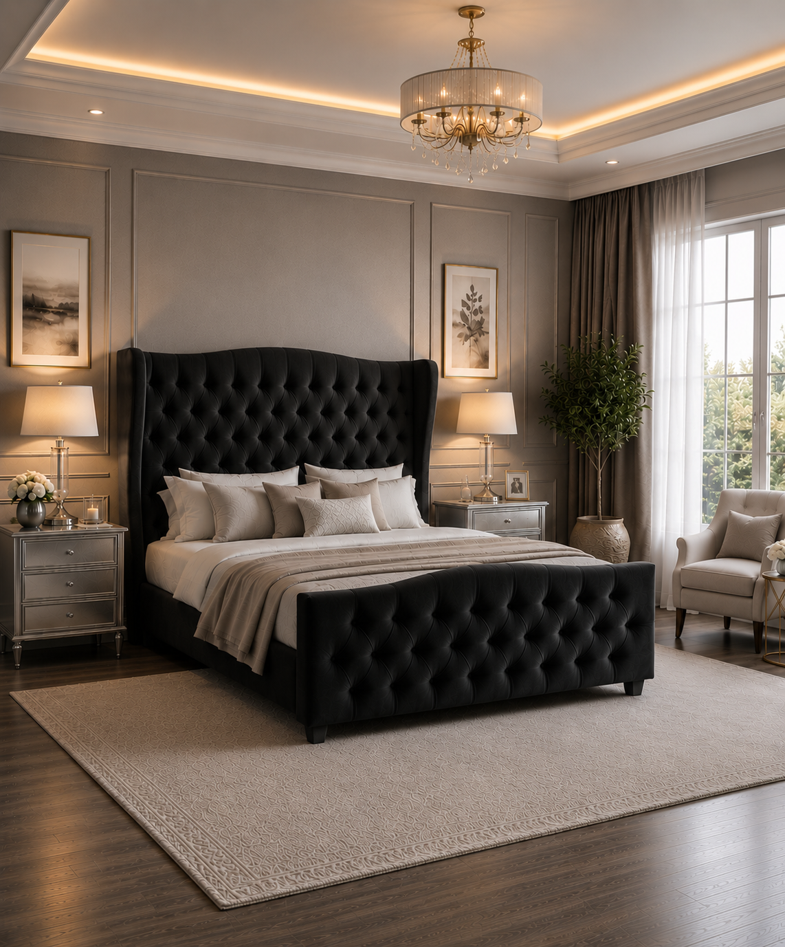 Mayfair Wingback Bedframe Plush Velvet