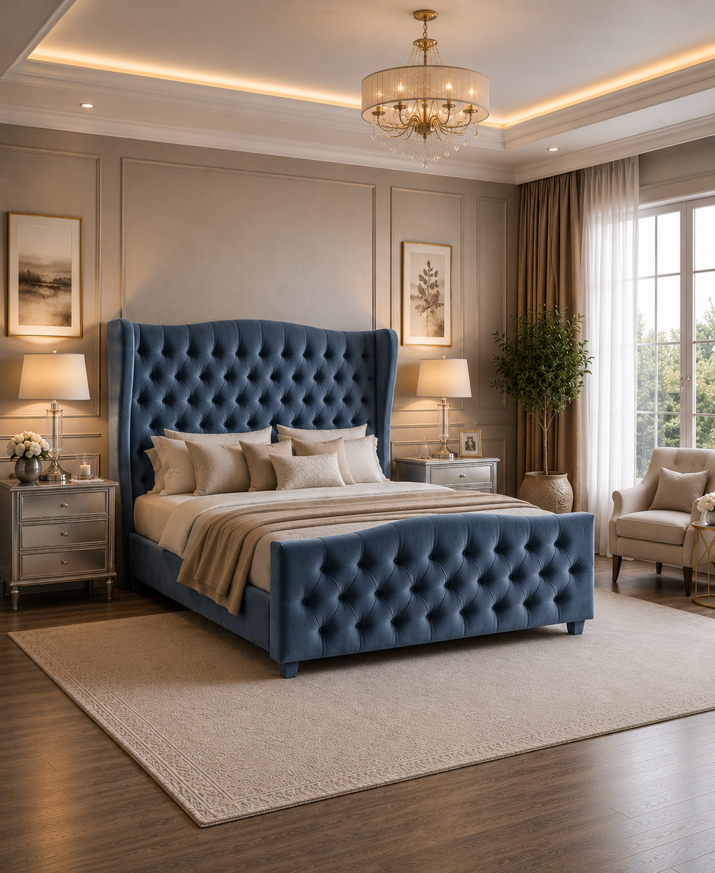 Mayfair Wingback Bedframe Plush Velvet