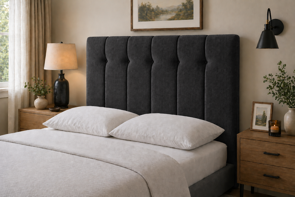Upholstered Vertical Panel Headboard – Padded Contemporary Bedroom Headboard