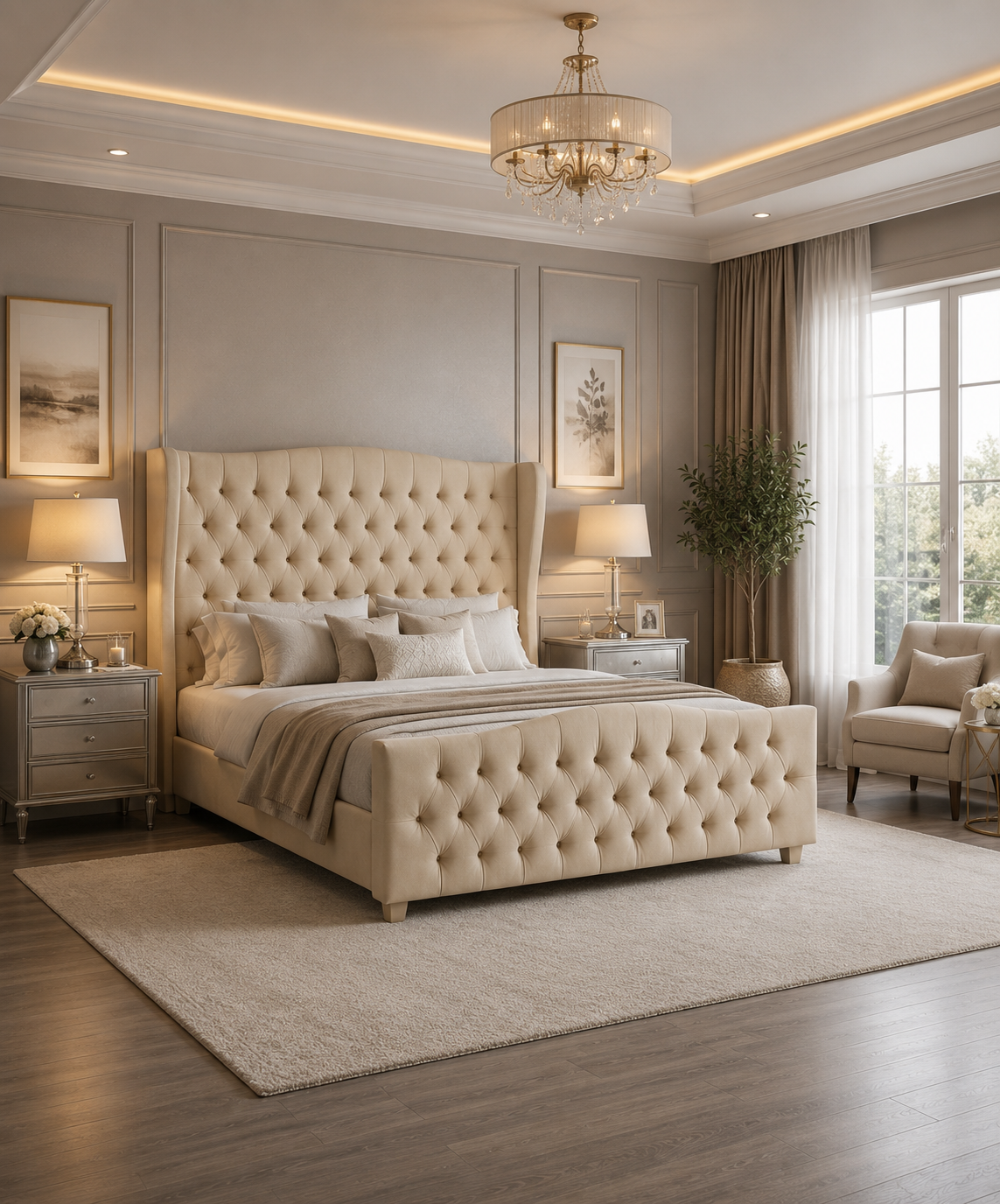 Mayfair Wingback Bedframe Plush Velvet