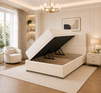 Quad Panel Ottoman Bed Plush Velvet