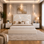 Somna Living Orion Luxury Upholstered Bed Frame with Designer Headboard