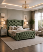 Mayfair Wingback Bedframe Plush Velvet