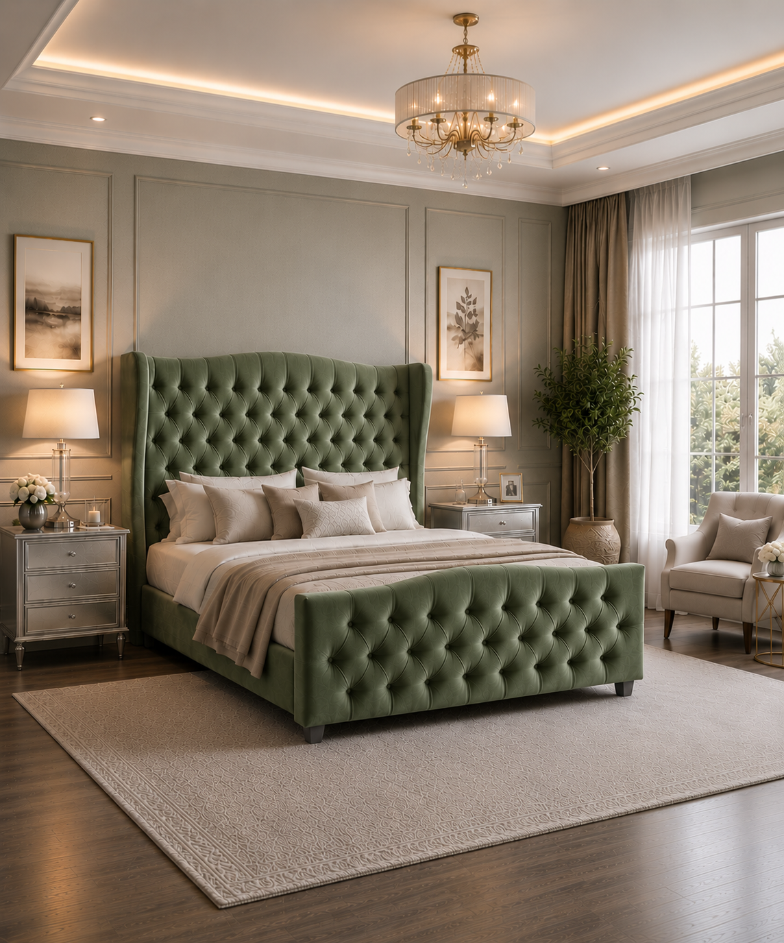 Mayfair Wingback Bedframe Plush Velvet