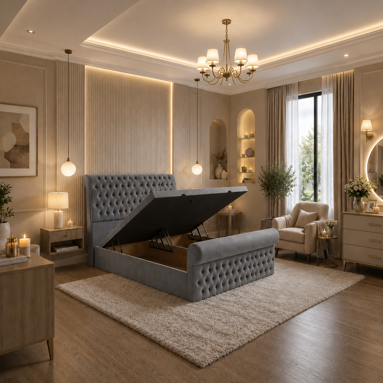 Sleigh Ottoman Bed