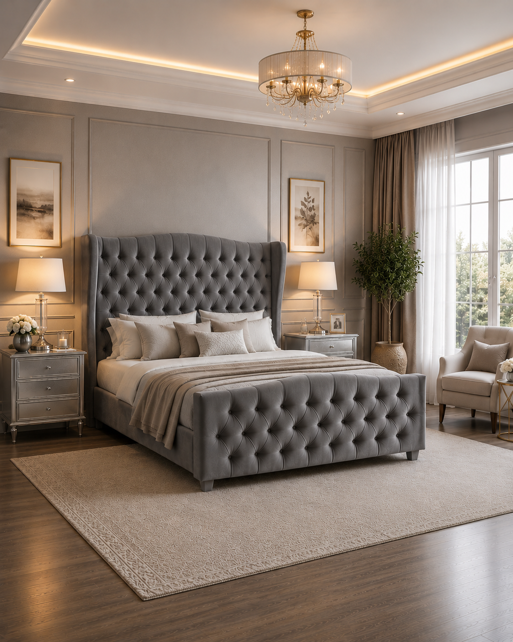 Mayfair Wingback Bedframe Plush Velvet