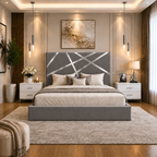 Somna Living Orion Luxury Upholstered Bed Frame with Designer Headboard