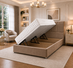 Quad Panel Ottoman Bed Plush Velvet