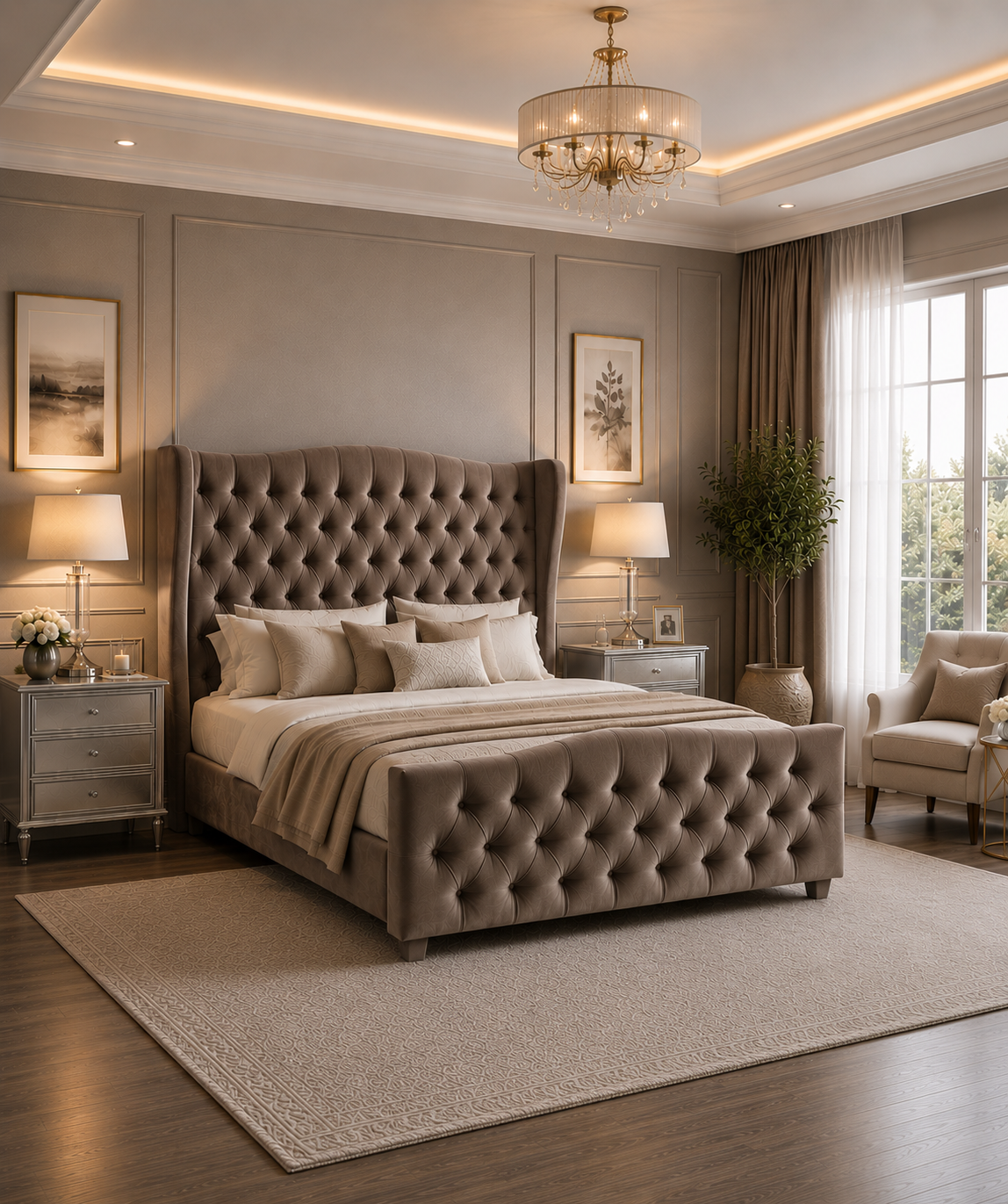 Mayfair Wingback Bedframe Plush Velvet