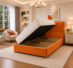 Quad Panel Ottoman Bed Plush Velvet