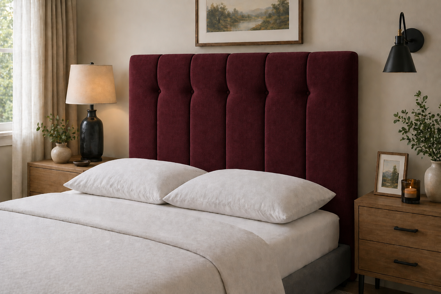 Upholstered Vertical Panel Headboard – Padded Contemporary Bedroom Headboard