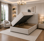Quad Panel Ottoman Bed Plush Velvet