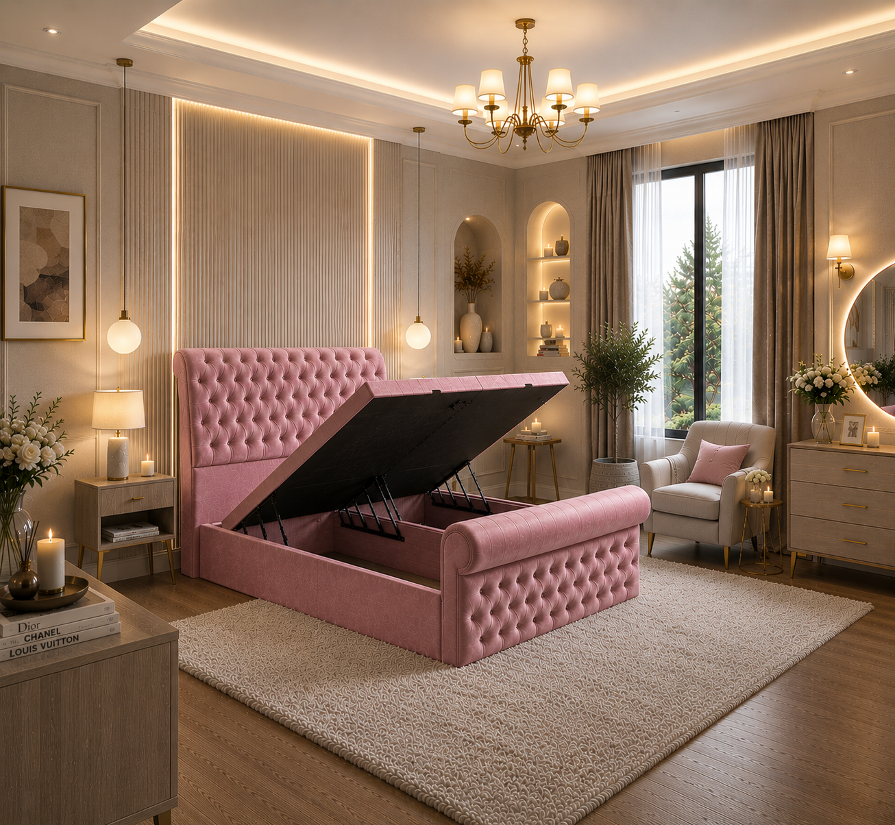 Sleigh Ottoman Bed