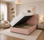 Quad Panel Ottoman Bed Plush Velvet