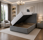 Quad Panel Ottoman Bed Plush Velvet