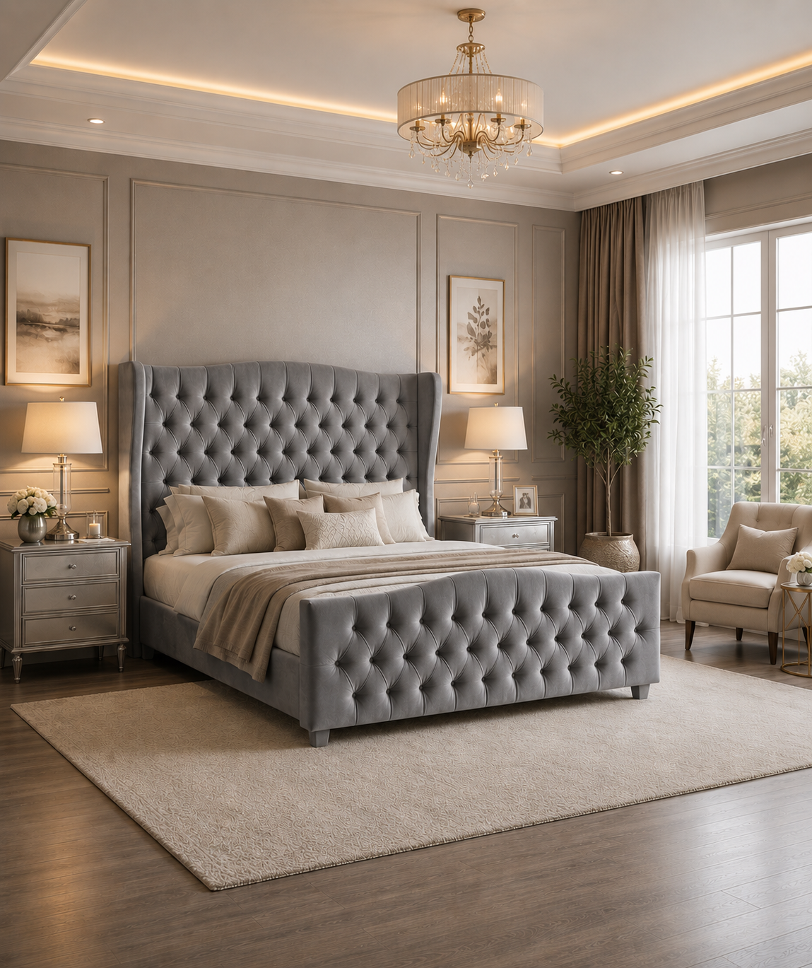 Mayfair Wingback Bedframe Plush Velvet